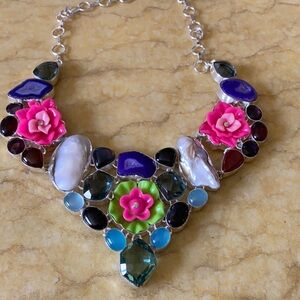 Vintage 925 multi stone necklace